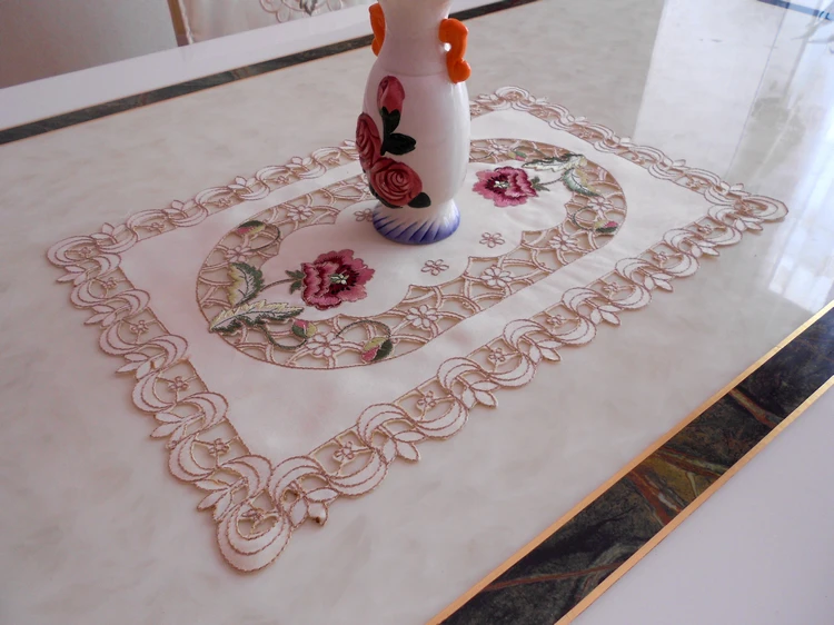 

NEW embroidery place table mat cloth lace pad pot cup mug holder doilies drink coaster Christmas placemat kitchen Tableware