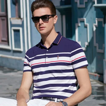 

Brand polo shirt men Summer 2019 High Quality Cotton 3D Embroidery Striped polo shirts for male business casual style poloshirts