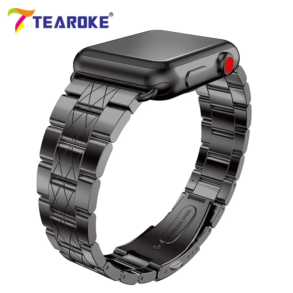 Tearoke 3 pionter Нержавеющая сталь ремешок для Apple Watch Series 3 2 1 38 мм 42 мм 316L Замена метал-группы ремень с Инструменты