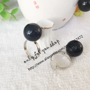 

50set/lot Black Glass Bubble & Ring Base Set DIY Glass Vial Pendant Ring Jewelry( 16mm Ball 4mm Open)