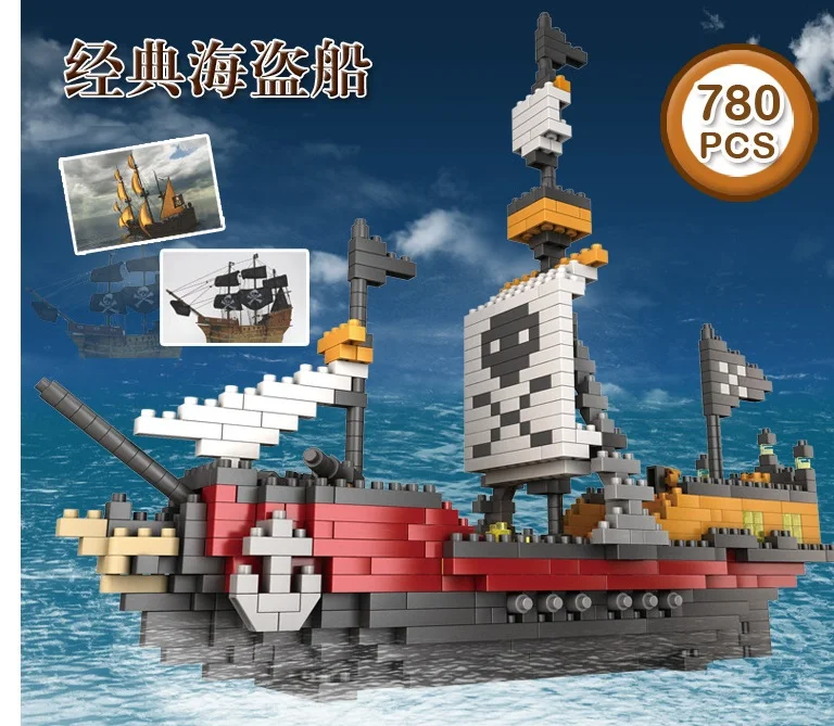 Diamond Pirate Ship Building Blocks Model Kits 780PCS Assemblage Unisex