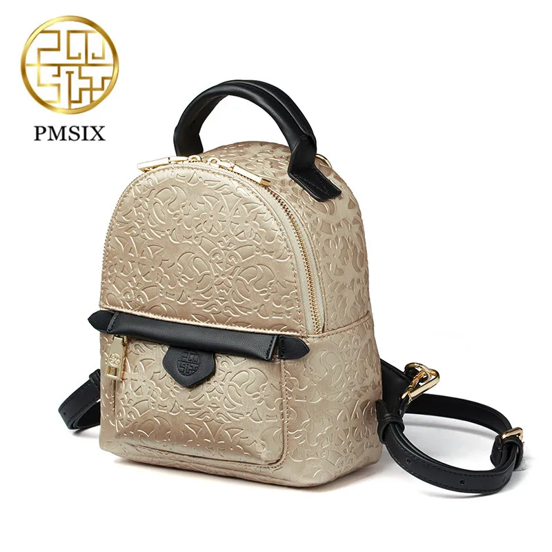 

Pmsix 2018 Black Fashion Embossed Shoulder Bag New Women PU Leather Mini Backpack Small Bag Multi-Function mochila feminina