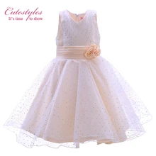 Cutestyles/Лидер продаж, платье принцессы в горошек для девочек белое нарядное платье для девочек одежда с цветочным рисунком для детей розничная детской одежды GD31025-7