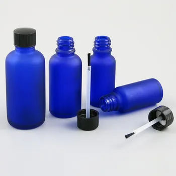 

10 x 5ml 10ml 15ml 20ml 30ml 50ml 100ml Nail Polish Frosted Blue Glass Bottle With Brush for Beauty Cosmetic Containers Bottle