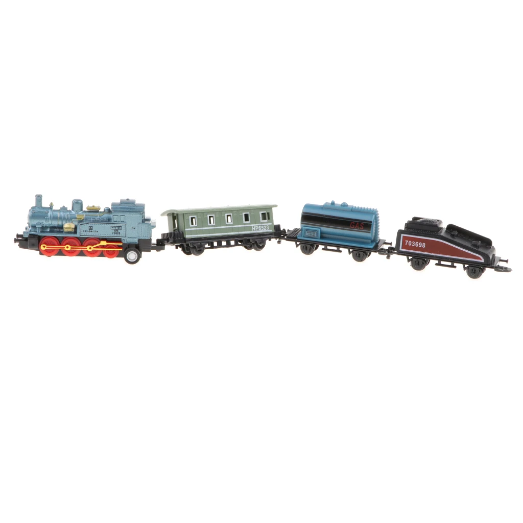 Kids Children's Pull Back Diecast Vehicle Set, Mini Alloy Vintage Steam Train Toy Gift Party Favors - Blue