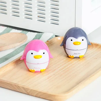 

1PCS Cute Penguin Kitchen Handle Rotage Dial Timers Reminders Sale Mechanical Countdown Timer Cooking Busy Reminder Watch