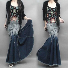 Женский европейский модный градиентный цветной рыбий хвост джинсовая юбка Женская высокая талия Повседневная Труба Длинная юбка русалки TB898