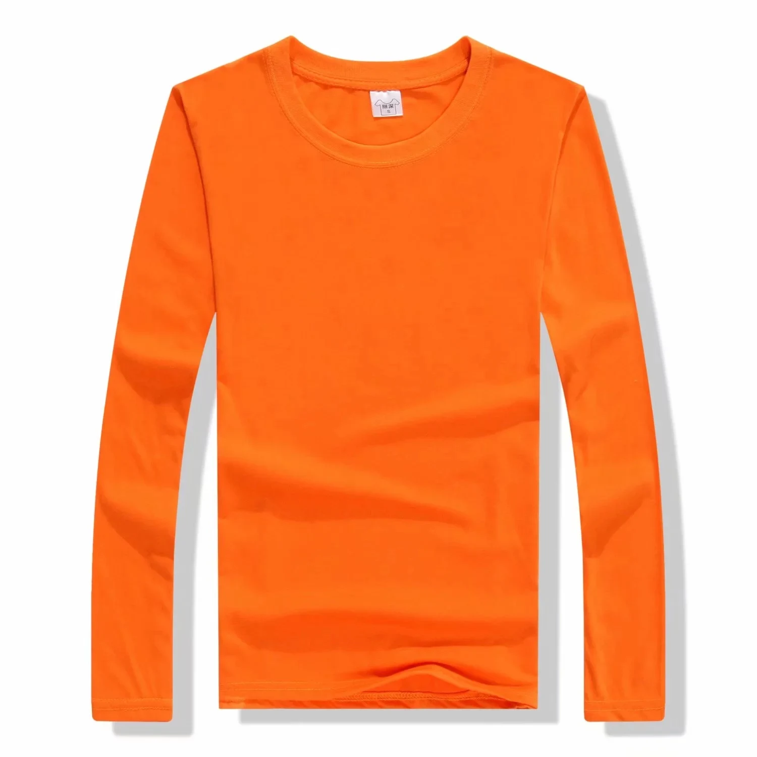 Футболки с принтом на заказ, хлопковые однотонные топы майки с длинными рукавами, мужские повседневные футболки, дизайнерские футболки для пар, семейная команда - Цвет: Оранжевый