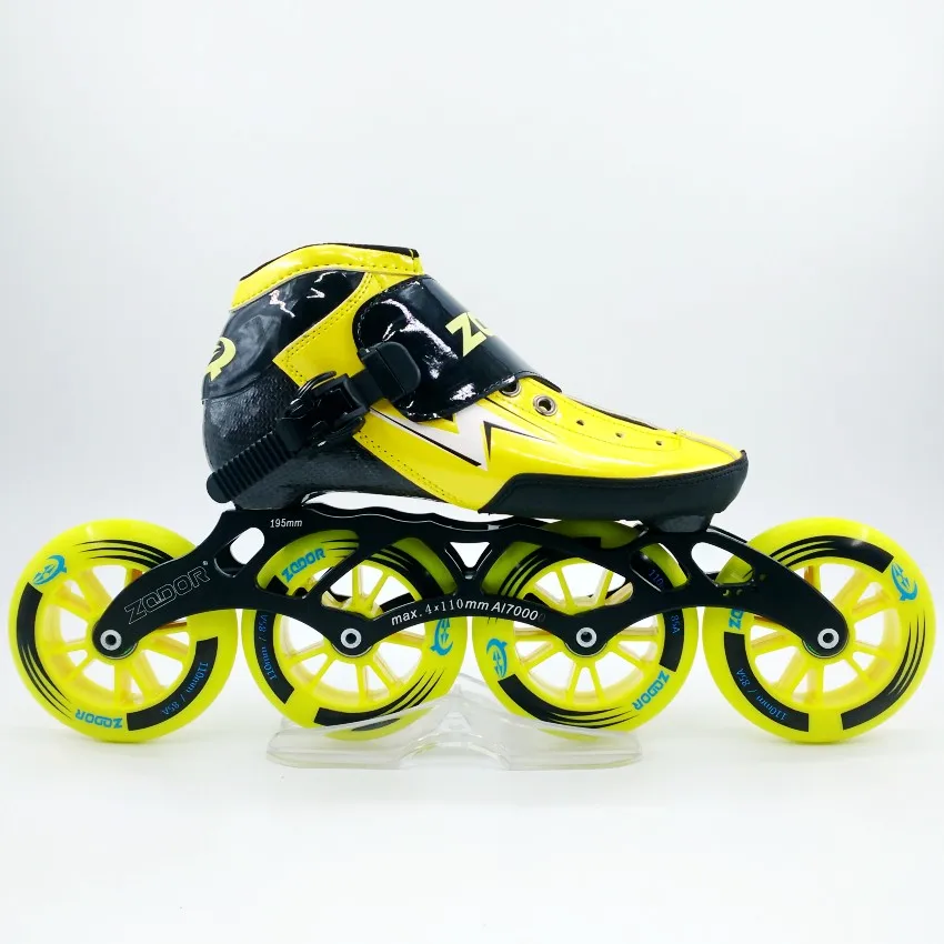 ZODOR катания на роликовых коньках обувь Профессиональный Взрослый Ребенок скоростные коньки shoes4* 110 мм колеса для роликов - Цвет: yellow