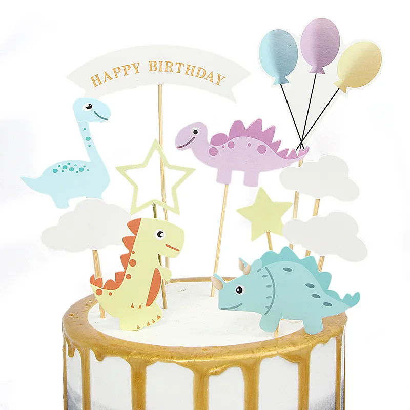 

Roar Dinosaur Cake Topper Cartoon Animals Happy Birthday Cupcake Topper For Birthday Dinosaur Party Cake Decorations Baby Shower