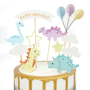 

Roar Dinosaur Cake Topper Cartoon Animals Happy Birthday Cupcake Topper For Birthday Dinosaur Party Cake Decorations Baby Shower