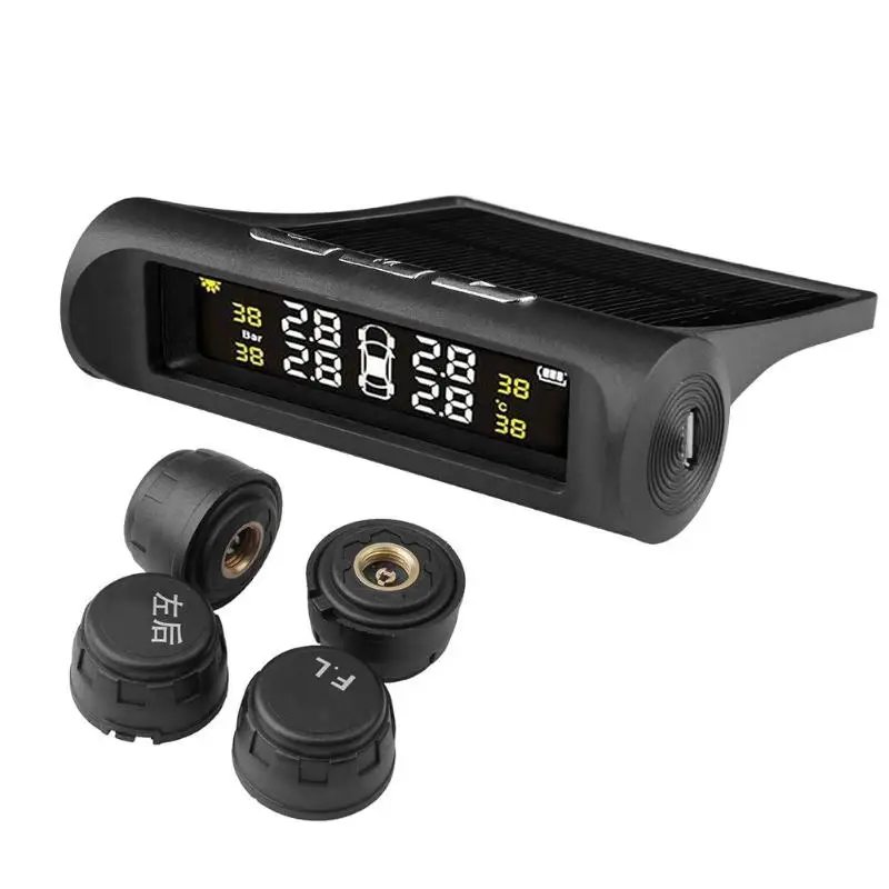 TPMS SP370 автомобильная система контроля давления в шинах Солнечная энергия цифровой ЖК-дисплей Автомобильный датчик контроля давления в шинах TPMS с 4 датчиками