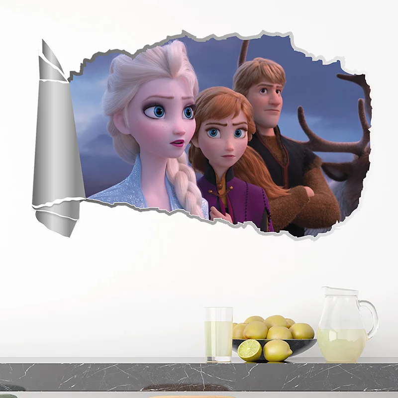 2019 New Kristoff Elsa Anna Princess Wall Stickers For Home Decoration Kids Room Decals 3D Anime Mural Art Frozen 2 Movie Poster