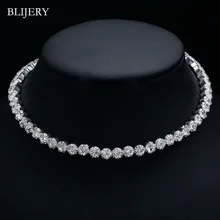 BLIJERY модные алмазные Кристальные колье из горного хрусталя ожерелье для женщин серебряного цвета Чокеры Свадебные украшения ромашка