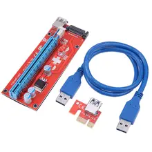 PCI-E удлинитель Riser Card PCI Express 1X to 16X рейзер плата с USB 3,0 кабель для BTC Майнер