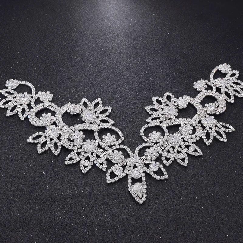 Rhinestone bridal dress necklines appliques (8)
