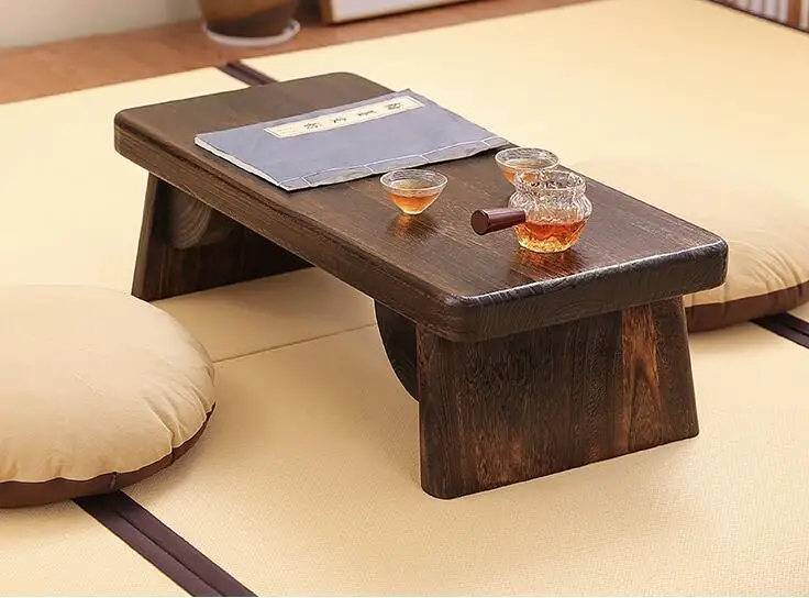 Asian Antique Furniture Japanese Floor Tea Table Rectangle Living Room Wooden Center Laptop Coffee Tatami Low End Table Wood