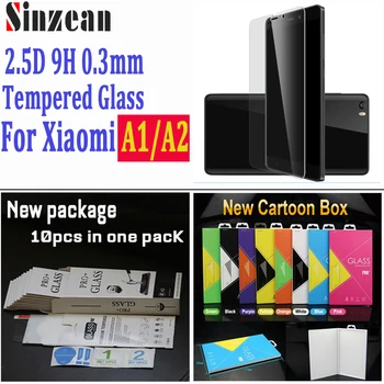 

100pcs Sinzean For Xiaomi A1 Tempered Glass For Xiaomi A2 Clear Screen Protector Film in retail package 2.5D 9H 0.3mm Wholesale
