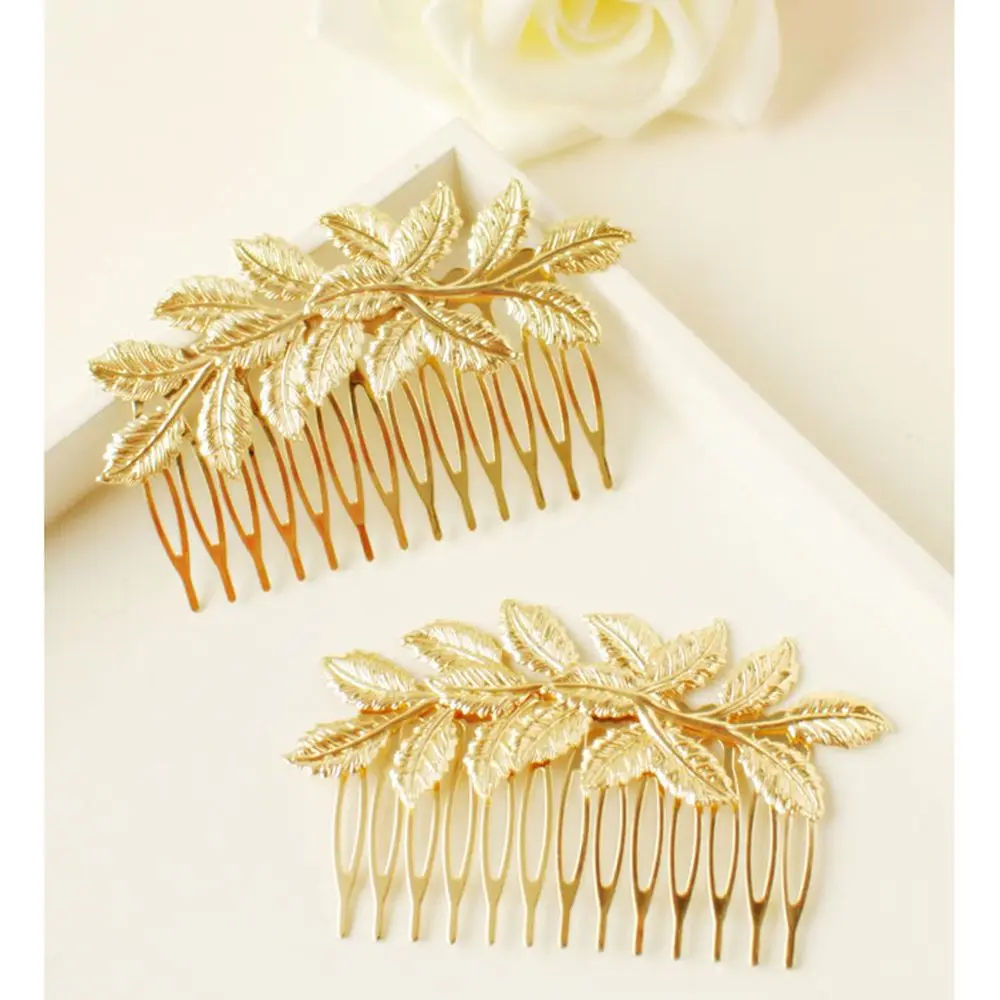 1pcs Fashion Punk Women Girls Gold Leaf Hair Comb Hair Clip Jewelry Cuddly Gold Metal Hair Accessories Headwear Female Hairpins скребница для лошадей wahl metal curry comb 2999 7835 металлическая