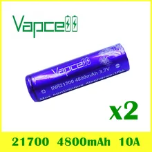 2 шт. VAPCELL INR 21700 4800 мАч литиевый блок питания 10A высокомощный Электрический инструмент 3,7 в vs keeppower дым E-CIG аккумулятор IMR