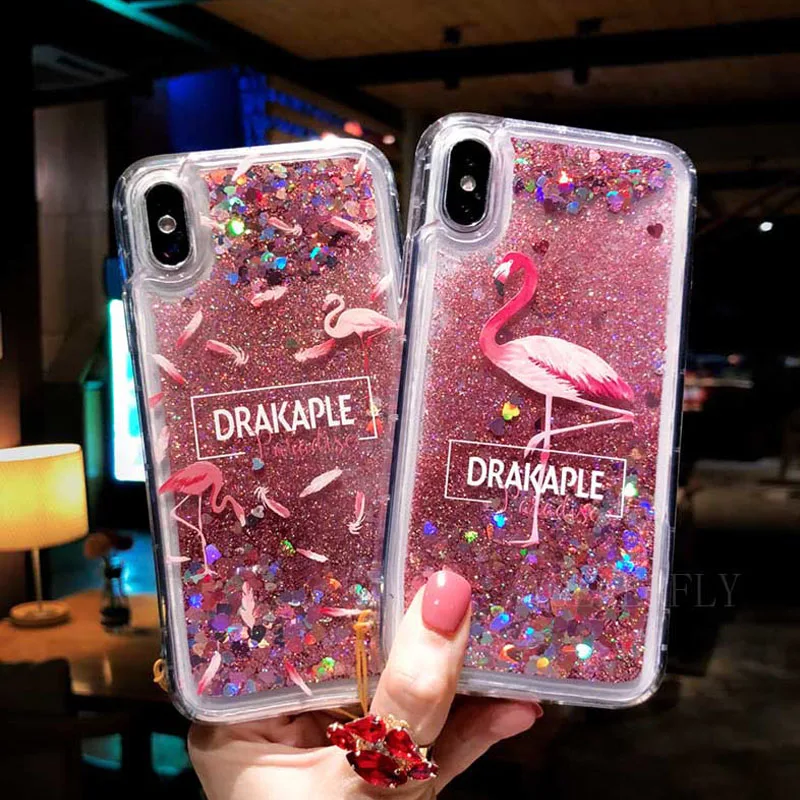 Flamingo Pattern Bling Liquid Clear Soft Case Cover on sfor Huawei P Smart P20 Lite Mate 20 Honor 8X Y5 Y6 Y9 2018 P10 Nova 3 6X