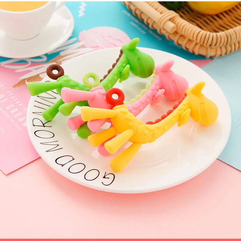 Высококачественный силиконовый Прорезыватель для зубов в форме жирафа, BPA бесплатно, детские игрушки для кормления зубов, Товары для малышей