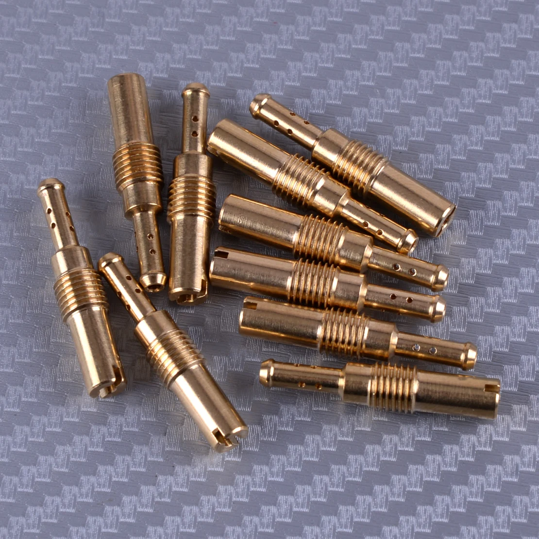 

LEATOSK High Quality 10Pcs Carburetor Slow Pilot Jet Kit Gold Copper Fit for Keihin PWK OKO 32 35 38 40 42 45 48 50 52 55 Jet