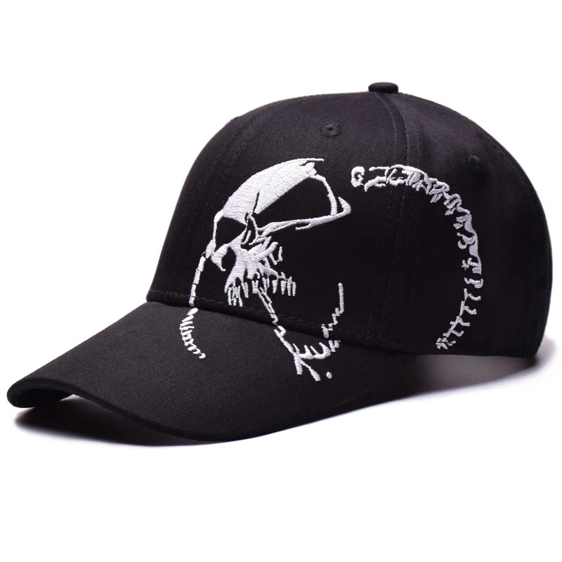 Fashion Unisex Black Skull Embroidery Baseball Cap Women High Quality Personality Hat Men Outdoor Sports Snapback Caps CP0125 (6)