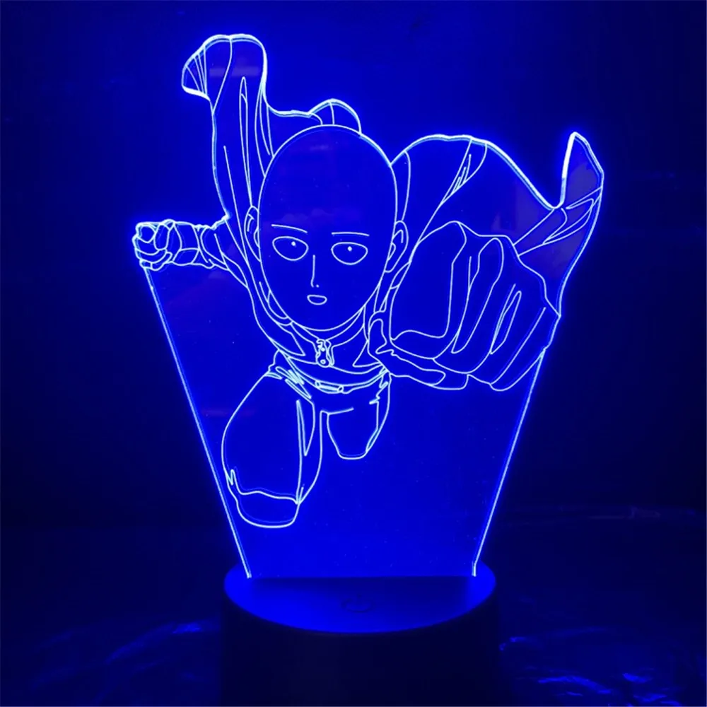 Один удар человек ночные огни Led Saitama Lampara аниме лампа 3D освещение настольная лампа детский подарок Изменение цвета Luminaria игрушки