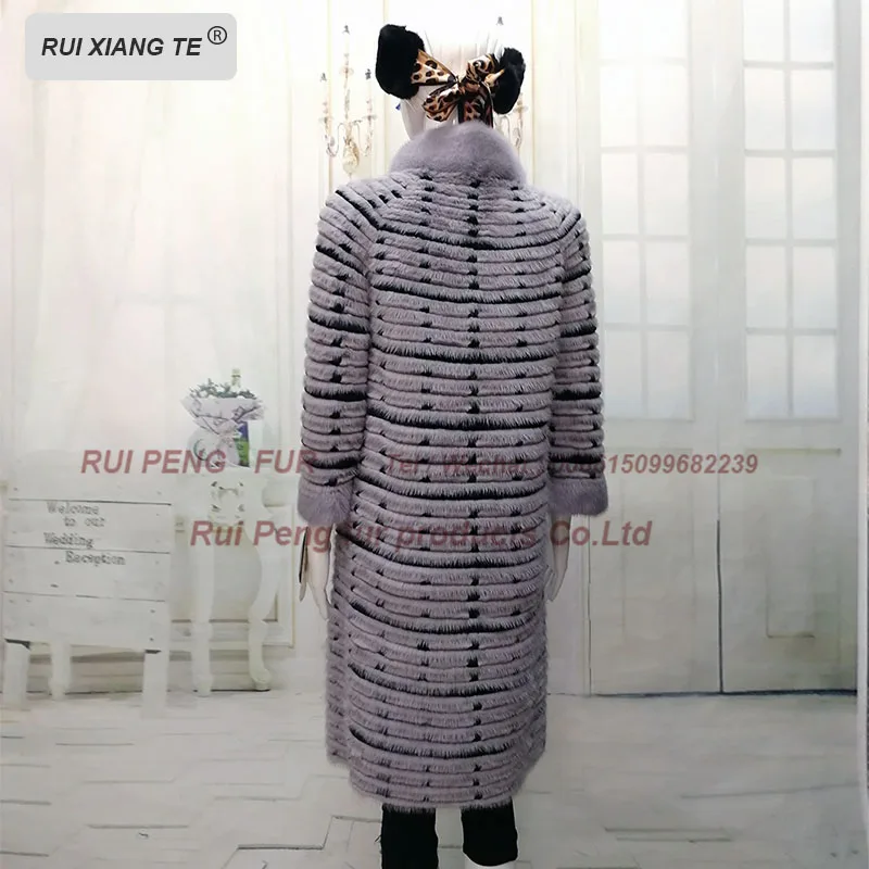 Women fur coats  genuine mink coat with rex rabbit fur jacket with coats of fur knitted wool lining mink fur coats RuiXiangTe