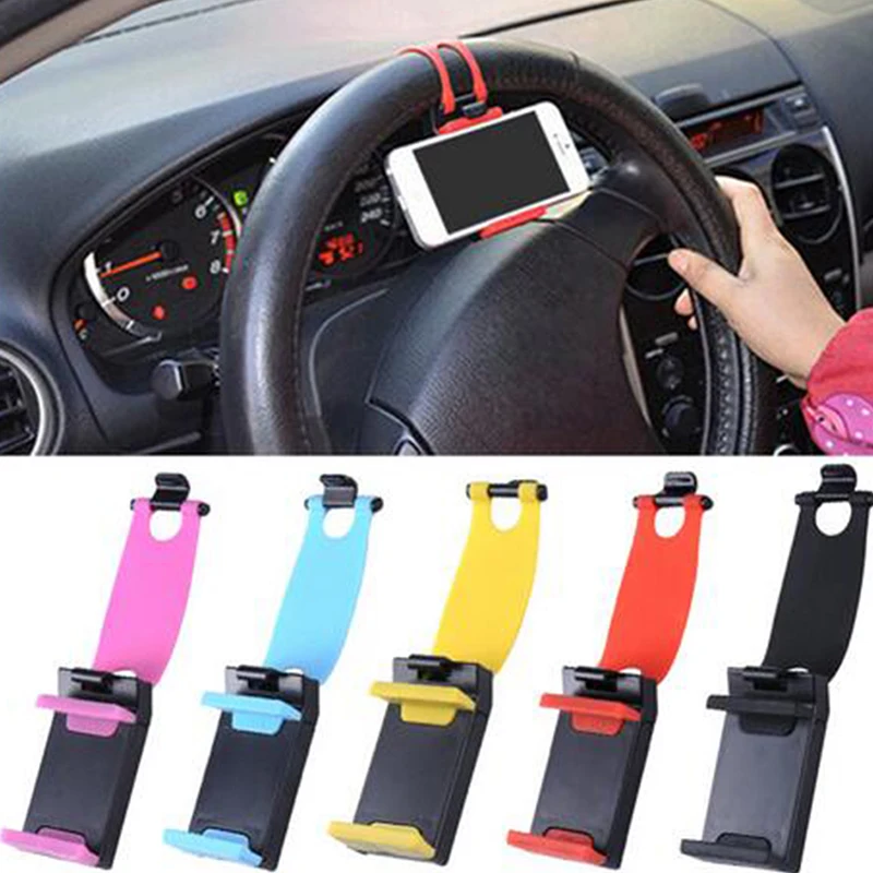

Universal Car Phone Holder Stand Steering Wheel Bike Clip Mount Rubber Band Holder for iPhone 8 7 Samsung xaomi Mobile Phone GPS