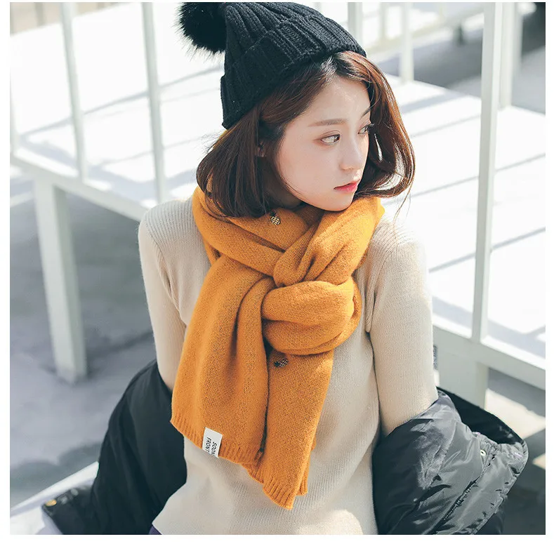 Mingjiebihuo шарф женский зимний корейский волна новая вышивка Ананас длинный толстый теплый вязаный шерстяной платок двойного назначения воротник
