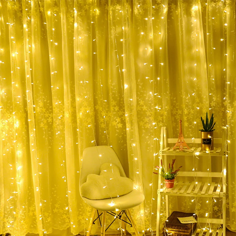 

2x2M Curtain LED String Light Fairy Icicle LED Garland EU Plug String Fairy LED Lights For Wedding/Party/Patio Christmas Decor
