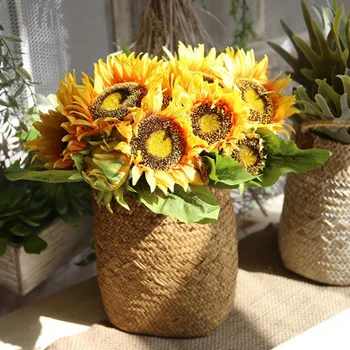 

Silk artificial sun flower daisy home balcony office decoration flower Vivifying DIY Wedding bride flower bouqeut 1set