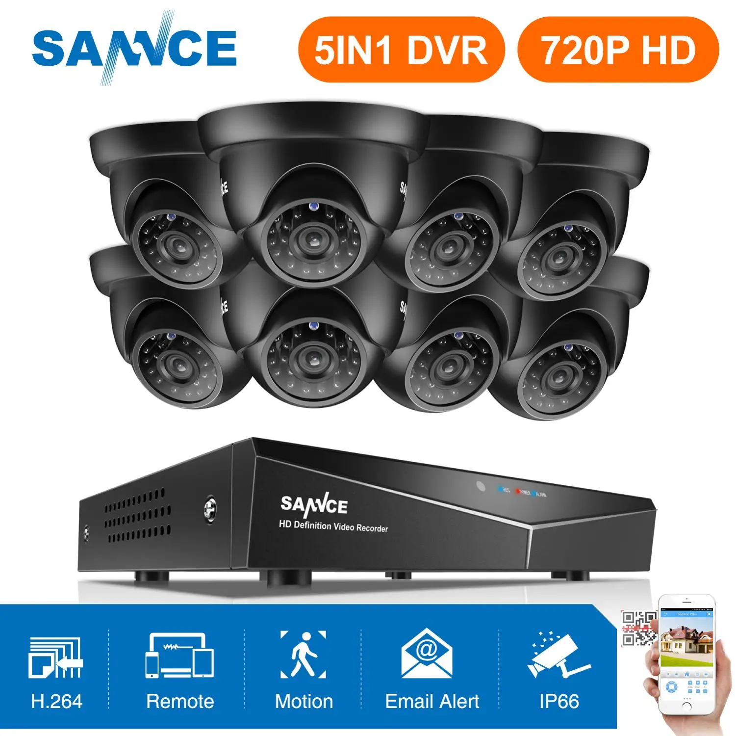 Камера видеонаблюдения SANNCE 8 каналов 1080N DVR 1080 P HDMI NVR шт. 720 TVI|video surveillance kit|surveillance