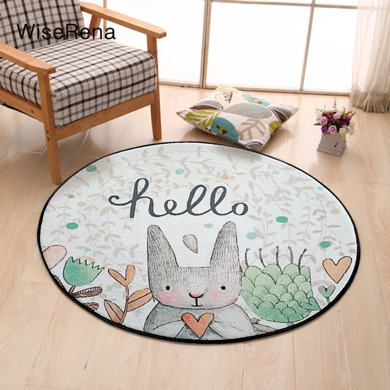 Женские зимние домашние тапочки с милыми кроличьими круглый ковер Диаметр 60/80/100/120/150 см уплотненная фланель коврики для гостиной Для детей мультфильм коврики для спальни