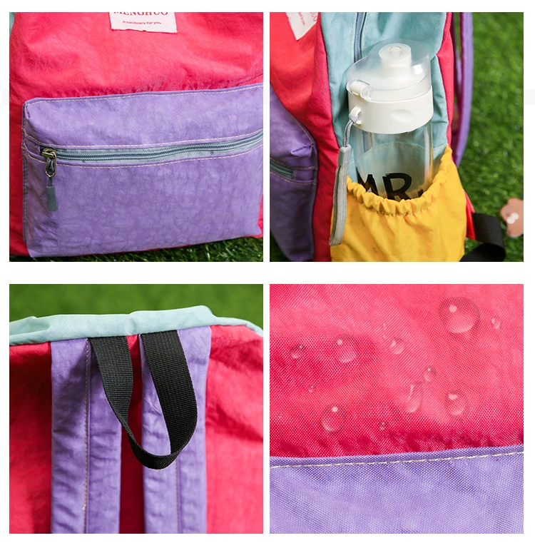 Menghuo Brand 2017 Women Preppy Macarons Panelled Waterproof Nylon Backpack Rucksack Ladies Fashion Shopping Travel Bags Mochila (34)