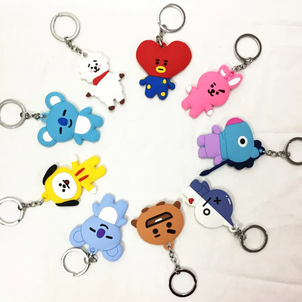 9 styles high quality rubber Keychain Bangtan Boys BTS kpop bt21 Toy