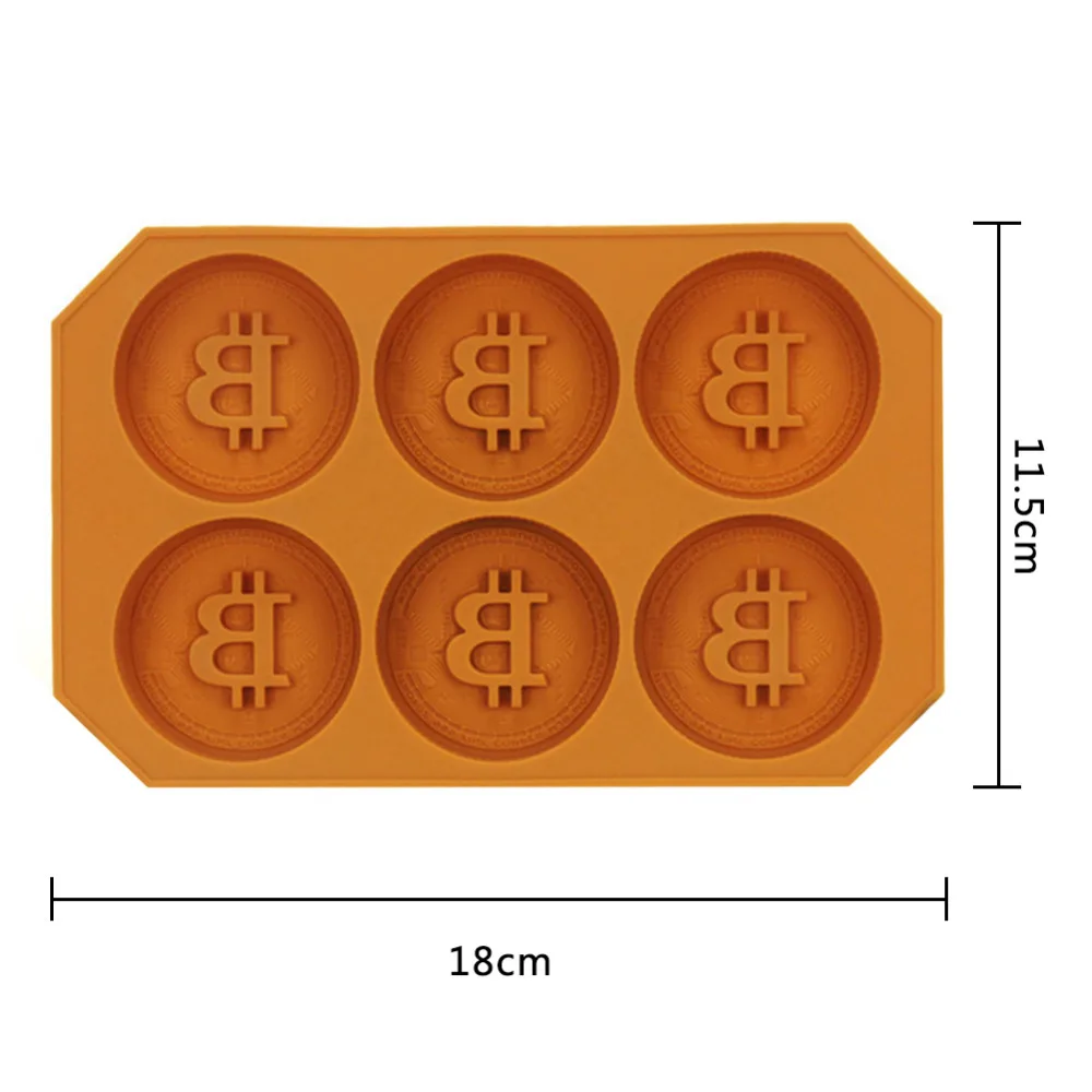 6 сетки Bitcoin дизайн Силиконовые Ice Cube Плесень лоток DIY шоколадное печенье формы для выпечки для льда Cube чайник для виски коктейль