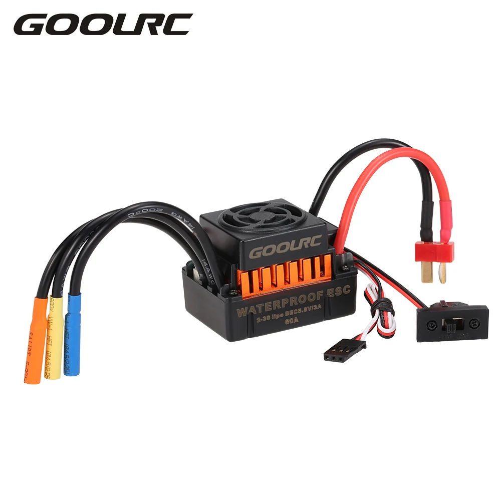 

GOOLRC Waterproof 60A Brushless ESC Electric Speed Controller with 5.8V/3A BEC for 1/10 RC Car Electronics Accessories Parts