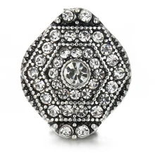 Серебряный полный кристалл квадратный заколка-цветок пуговицы белый камень горный хрусталь пуговицы Fit 18 мм/20 мм DIY заклепки для браслетов ювелирные изделия