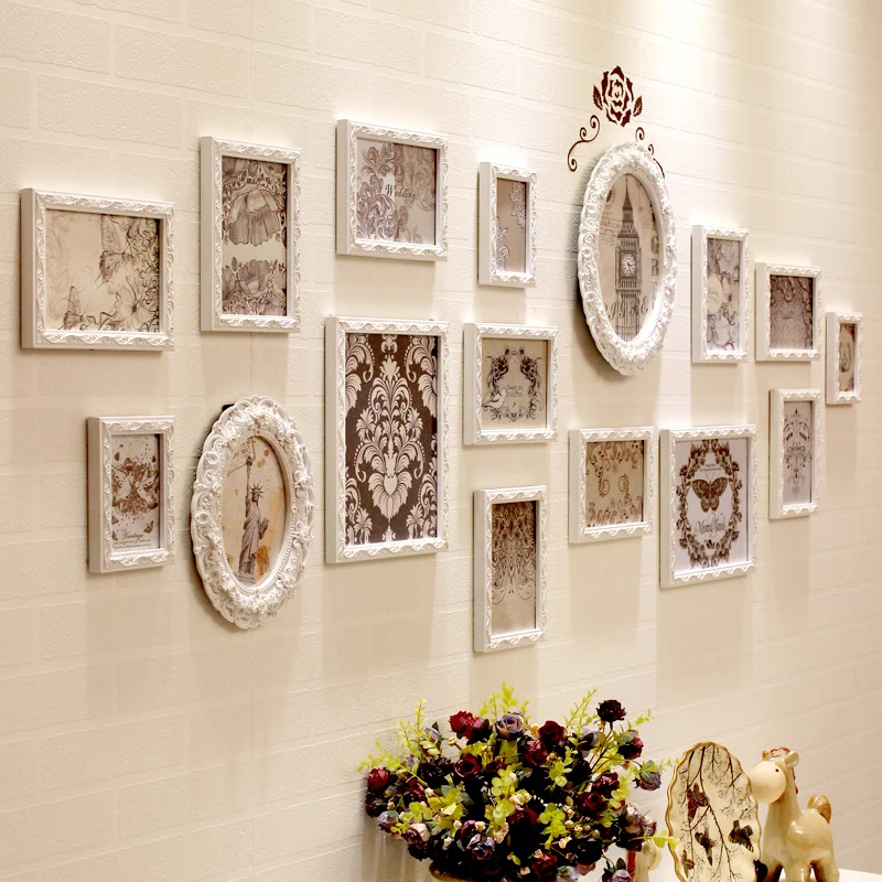 

Wood Square Photo Frame Wall 16PCS Set Modern White Wooden Picture Frames Art Corridor fotolijst Home Decor Photo Frame Wall