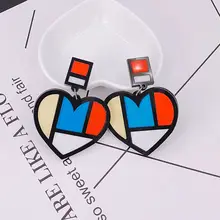 Дизайн модные панк акриловые геометрические сердце серьги гвоздики женские украшения для ночного клуба аксессуары