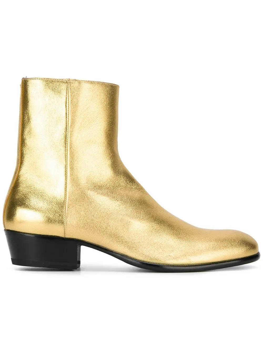 maskinskriver butiksindehaveren pålidelighed Top Quality Chelsea Boots zipper Western Boot Gold Metallic Leather ankle  boots mens leather shoes