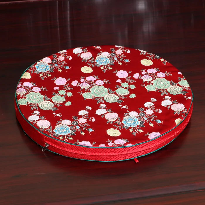 Luxury Floral Thick Seat Cushion Round Sofa Mat High End Chinese Mulberry Silk Chair Cushions Home Decor Seat Pad