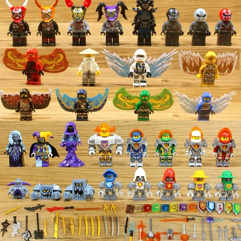 Comprar 32 Uds Ninjago + Nexo Knights cifras serpiente ejército Sensei Wu linterna plomo cangrejo Jerry Hamer construcción bloques Compatible con Legoing