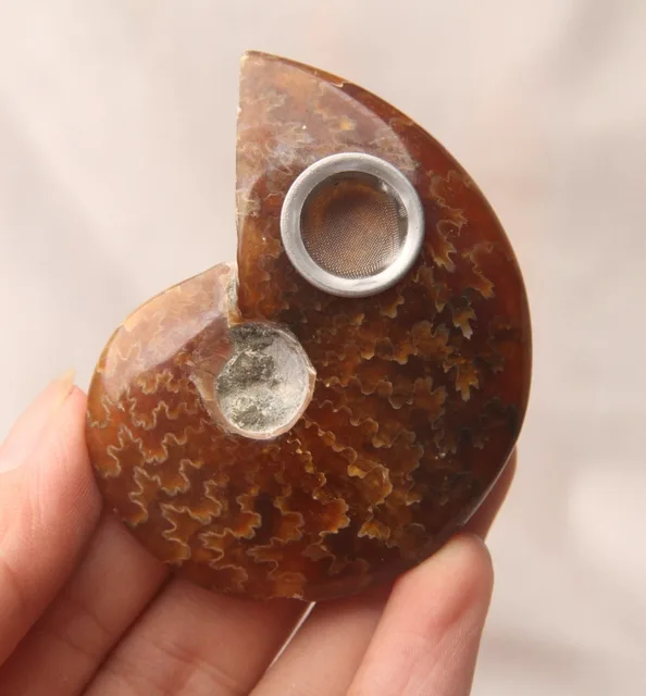 Best Offers 2.44" Free Shipping! NATURAL ammonite RAINBOW FOSSIL Smoking Pipe for tobacco