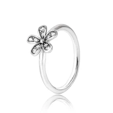100% 925 Sterling Silver Dazzling Daisy Clear Zircon Finger Traditional Ring For Ladies Appropriate with Pan Jewellery Equipment