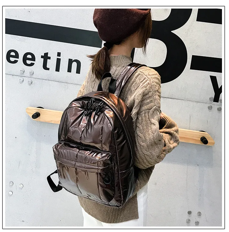 Повседневный модный мужской женский нейлоновый глянцевый рюкзак, водонепроницаемый Женский спортивный рюкзак, легкий школьный рюкзак для студентов