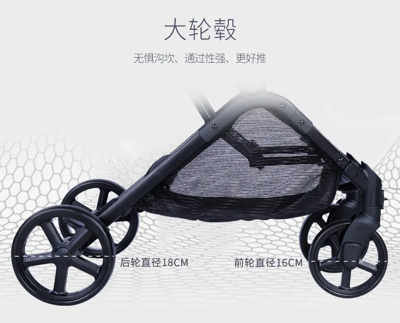 Детская коляска с высоким пейзажем, можно усадить с тягами с Москитными сетками, колеса с амортизатором, алюминиевая рама с высоким пейзажем